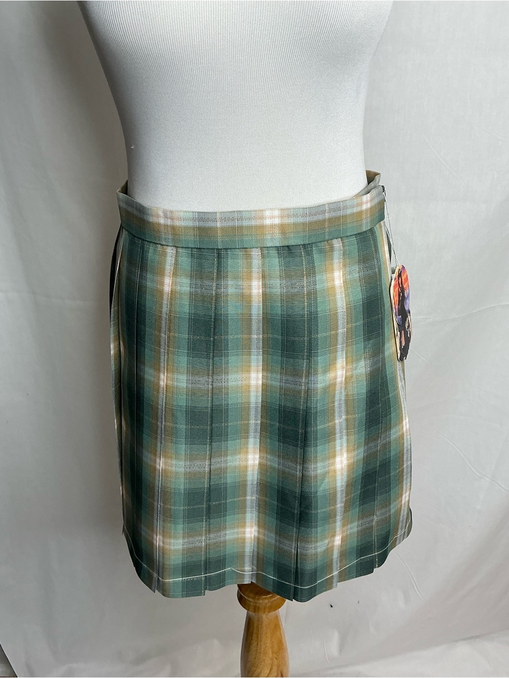2209 - Plaid Green Mini Skirt - Women